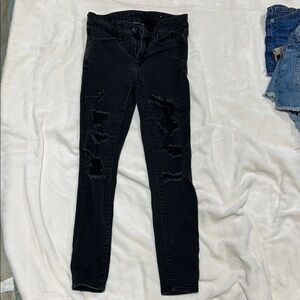 American Eagle Outfitters Black Distressed Skinny Jeans